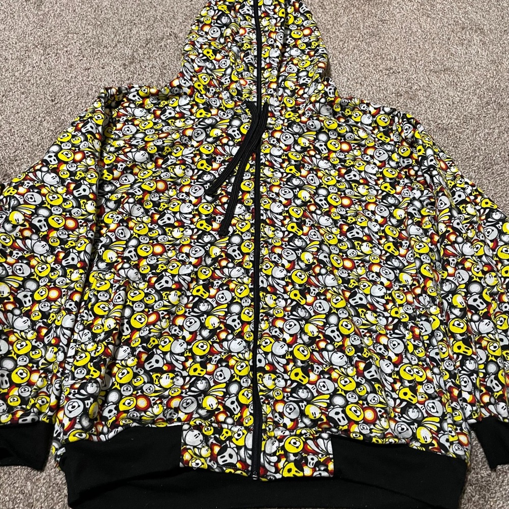 Raw Blue XL Panda Bear AOP Cartoon Print Full Zip Up Hoodie Jacket